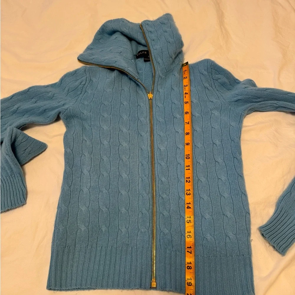 Ralph Lauren Light Blue Turtle Neck Zip Up Sweater - Picture 5 of 6